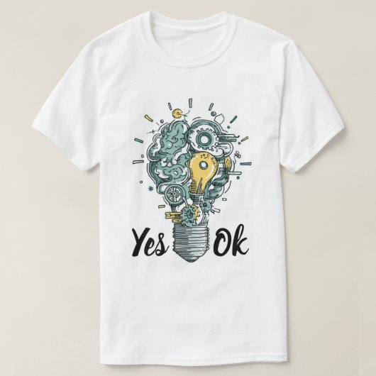 メカニカルブレイン電球アート Tシャツ (デザイン正面)