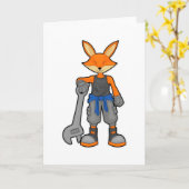 メカニックとして働く狐とスパナ カード (黄色い花)