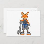 メカニックのキツネとスパナ ポストカード (正面/裏面)