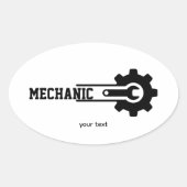 メカニックギアロゴ - 自動車&ワークショップデザイン 楕円形シール (正面)