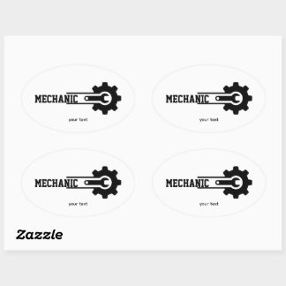 メカニックギアロゴ - 自動車&ワークショップデザイン 楕円形シール