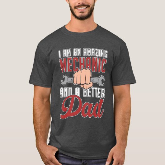 メカニック メンズ 父の日 自動車整備士 レトロ Tシャツ (正面)