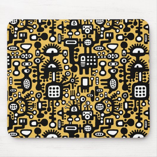 メカノイド世界 – 琥珀の白黒 マウスパッド (正面)