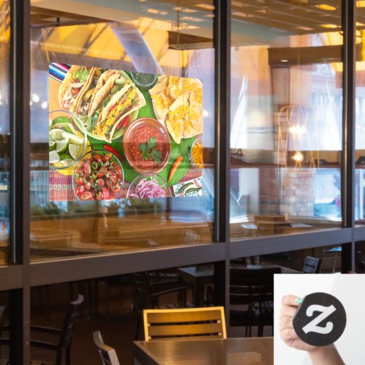 メカラフル伝統的キシカン料理写真 ウィンドウサイン (レストラン窓)