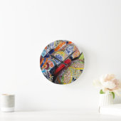 メカラフル伝統的ク絵を描の陶器 ラウンド壁時計 (ホーム)