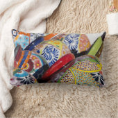 メカラフル伝統的ク絵を描の陶器 ランバークッション (ブランケット)