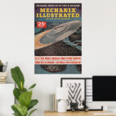 メカ図解入りの、写真付きのニックスヴィンテージパルプマガジンUFO C ポスター (ホームオフィス)