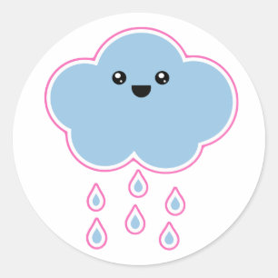 メガかわいいの雲の霧雨のステッカー ラウンドシール