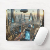 メガシティを超えた飛行船 マウスパッド (マウス)