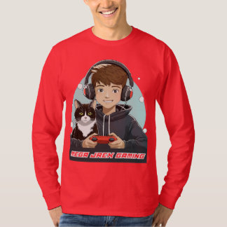 メガジェレックスゲーミングレッド長袖メンズシャツ Tシャツ