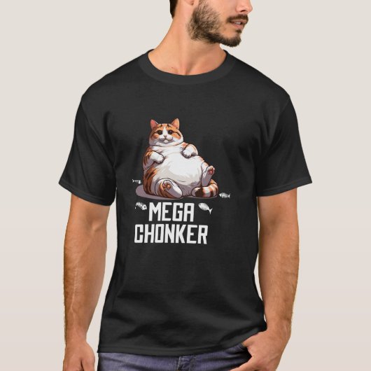 メガチョーカーかわいい猫のイラスト Tシャツ (正面)