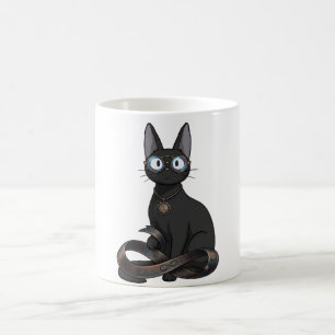 メガネとインフィニティベルトのイラストがかっこいい黒猫 コーヒーマグカップ