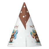 メガネとバルーンを着けたビーリー甘いテディベア パーティーハット (裏面)