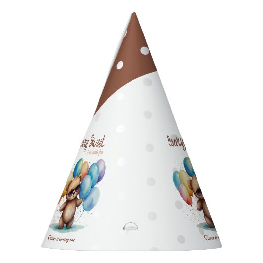 メガネとバルーンを着けたビーリー甘いテディベア パーティーハット (左)