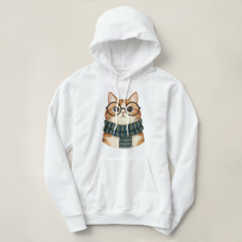 メガネとマフラーを身に着けたかわいい猫 – おしゃれなヒップスター パーカ
