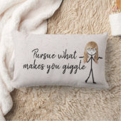 メガネと引用文のブロンド・スティック・ガール ランバークッション (ブランケット)