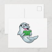 メガネと本を持つオタクとしてのイルカ ポストカード (正面/裏面)