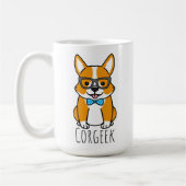 メガネと蝶ネクタイのネディHipster Corgi コーヒーマグカップ (左)
