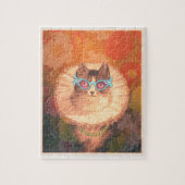 メガネと金ゴールドチェーンの可愛いルネサンス猫 ジグソーパズル (縦)