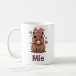 メガネと風船ガムのかわいいカピバラ コーヒーマグカップ