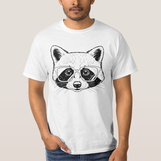 メガネのアライグマがカッコイイ Tシャツ (正面)