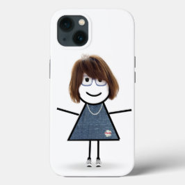 メガネのスティックフィギュアの女の子 iPhone 13ケース