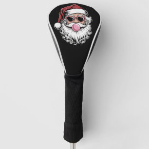 メガネのレトロサンタがシャボン玉を飛ばす クリスマス ゴルフヘッドカバー