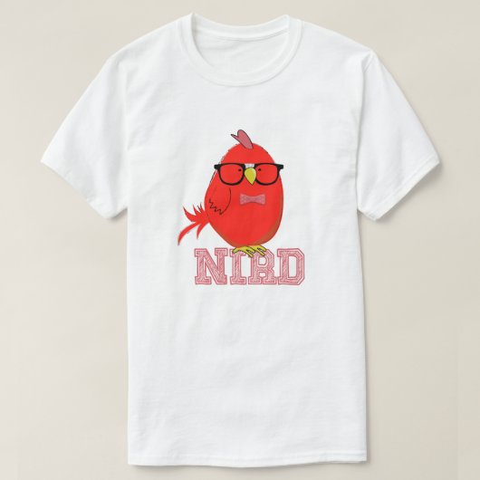 メガネの可愛い赤い鳥 nerd Bird Tシャツ (デザイン正面)