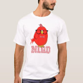 メガネの可愛い赤い鳥 nerd Bird Tシャツ (正面)
