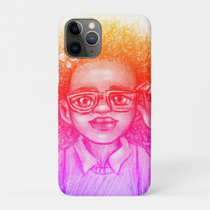 メガネの明るい女の子 iPhone 11 PROケース