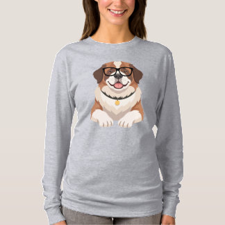 メガネの犬 ロングTシャツ Tシャツ