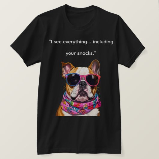 メガネの賢い犬 – 笑えるおバカな子犬の格言 Tシャツ (デザイン正面)