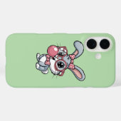 メガネをかけたかわいいウサギが風船ガムを膨らませている Case-Mate iPhoneケース (裏面 (横))