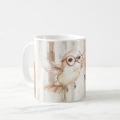 メガネをかけたかわいいフクロウ コーヒーマグカップ (正面左)