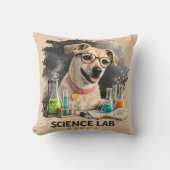 メガネをかけたかわいい科学者わんこ クッション (正面)