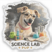 メガネをかけたかわいい科学者わんこ シール (正面)