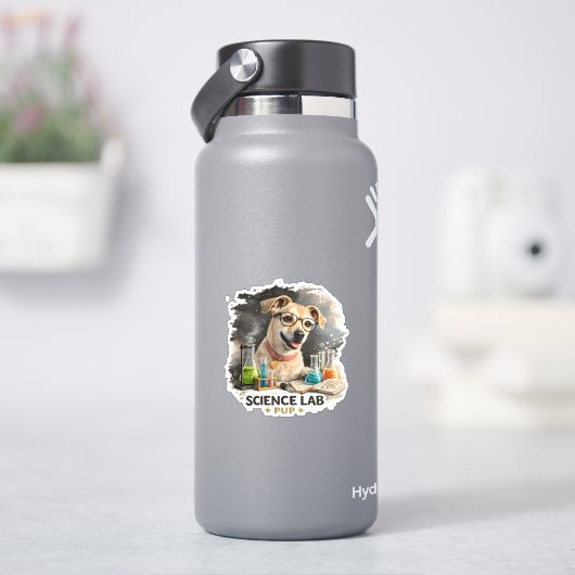 メガネをかけたかわいい科学者わんこ シール (HydroFlask)