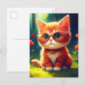 メガネをかけたかわいい赤い子猫–365478 シーズンポストカード (正面/裏面)
