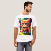 メガネをかけたかわいい赤い子猫–365478 Tシャツ (正面フル)