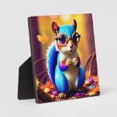 メガネをかけたかわいい青いリス-56786 フォトプラーク (正面)