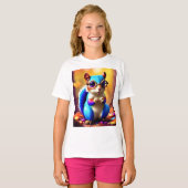 メガネをかけたかわいい青いリス-56786 Tシャツ (正面フル)
