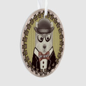 メガネをかけたウェストハイランドテリアの置物 オーナメント (正面)