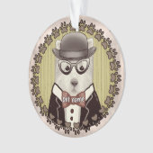 メガネをかけたウェストハイランドテリアの置物 オーナメント (正面)