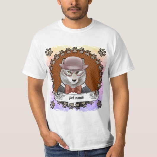 メガネをかけたオオカミ Tシャツ (正面)