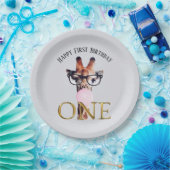 メガネをかけたキリンの風船ガム 誕生日 ペーパープレート (パーティー)