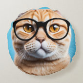 メガネをかけたジンジャー猫 ラウンドクッション (裏面)