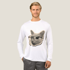 メガネをかけたスマートキャットのデザイン トライブレンドTシャツ