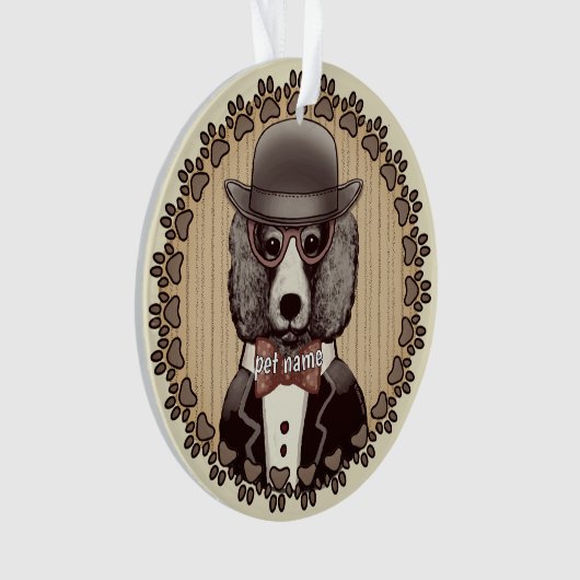 メガネをかけたプードル オーナメント (正面)