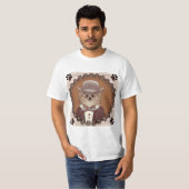 メガネをかけたポメラニアンTシャツ Tシャツ (正面フル)