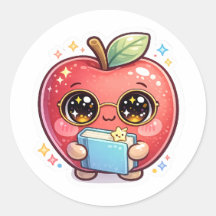 メガネをかけた本を持つかわいいかわいいスマートアップル